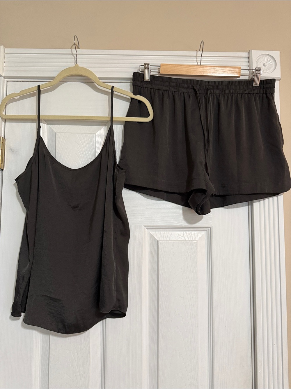 Barefoot Dreams carbon gray  Satin Cami & Shorts Sleep Set